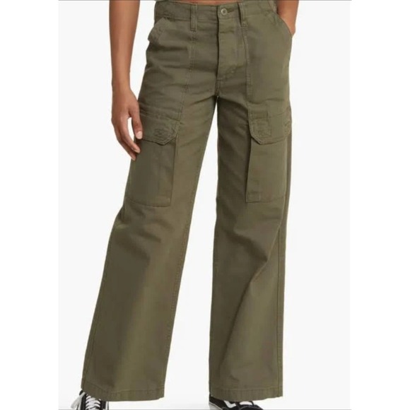 Vans Pants - NWT Vans Women's Size 31 (34x31) Olive Green‎ Canvas Arroyo Wide Leg Cargo Pants